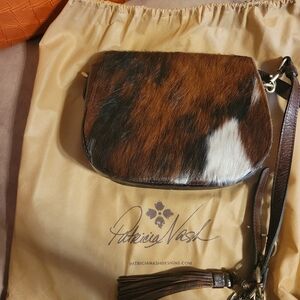 Patricia Nash Brown and White Leather Crossbody Bag